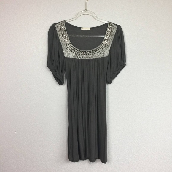 FOREVER 21 Olive Jeweled Tunic Sz L - Picture 1 of 5